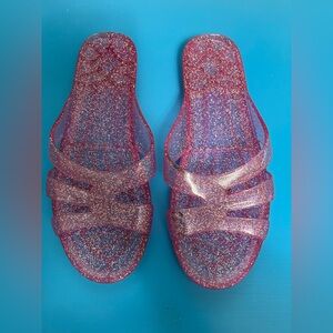 Glittery Pink Women Jelly Sandals